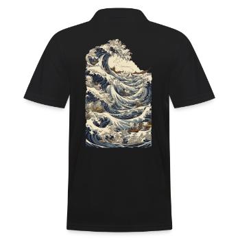 Japan Ukiyo-E Kapitän Deko Segelboot Vintage - Männer Poloshirt - Schwarz - Hinten - Kai (181cm)