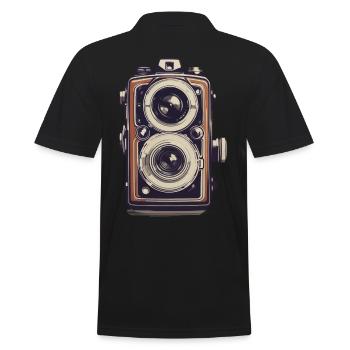 Appareil photo Vintage esthétique photographe rétro - Polo Homme - noir - Dos - Kai (181cm)