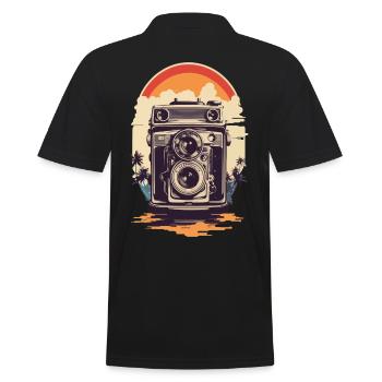 Appareil photo Vintage esthétique photographe rétro - Polo Homme - noir - Dos - Kai (181cm)