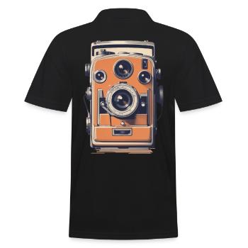Vintage Fotokamera Aesthetic Retro Fotoapparat - Männer Poloshirt - Schwarz - Hinten - Kai (181cm)