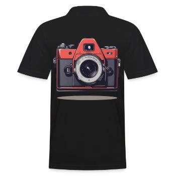 Vintage Fotokamera Ästhetik Retro Fotoapparat - Männer Poloshirt - Schwarz - Hinten - Kai (181cm)