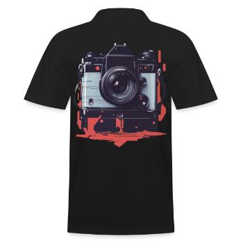 Appareil photo Vintage esthétique photographe rétro - Polo Homme - noir - Dos - Kai (181cm)