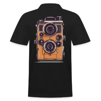 Vintage Photo Camera Aesthetic Retro Camera - Men's Polo Shirt - black - Back - Kai (181cm)