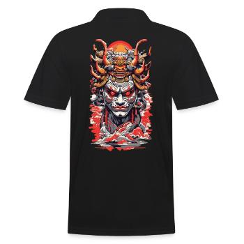 Ästhetische Yokai Japanischer Dämon Streetwear - Männer Poloshirt - Schwarz - Hinten - Kai (181cm)