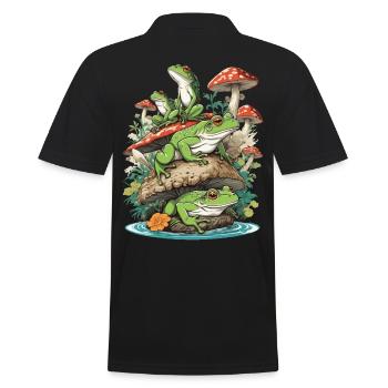 Frog Streetwear Aesthetic Vintage Design - Men's Polo Shirt - black - Back - Kai (181cm)