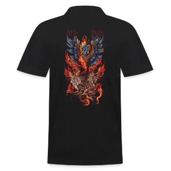 Ikonisches Fabelwesen Phönix Vogel Streetwear - Männer Poloshirt - Schwarz - Hinten - Kai (181cm)