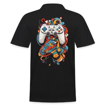 Abstrakte Kunst Ästhetisches Gamer Design - Männer Poloshirt - Schwarz - Hinten - Kai (181cm)