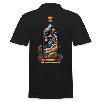 Magischer Blumen Weltraum Boho Streetwear Design - Männer Poloshirt - Schwarz - Hinten - Kai (181cm)