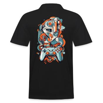 Abstrakte Kunst Ästhetisches Gamer Design - Männer Poloshirt - Schwarz - Hinten - Kai (181cm)