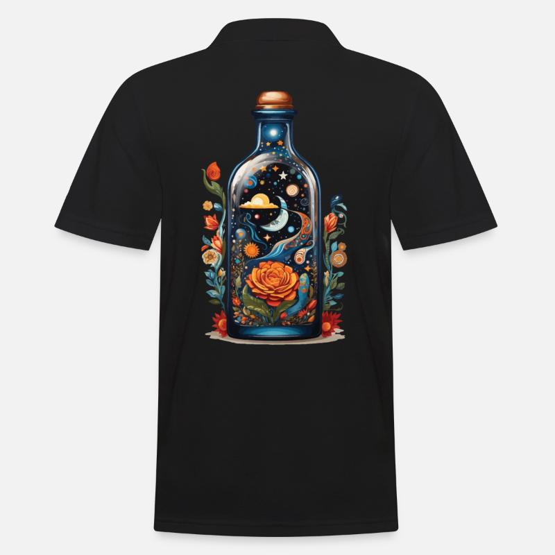 Blumen Weltraum Boho Style Ästhetik - Männer Poloshirt - Schwarz