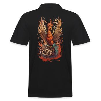 Ikonisches Fabelwesen Phönix Vogel Streetwear - Männer Poloshirt - Schwarz - Hinten - Kai (181cm)