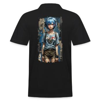Blue Angel with Mechanical Heart - Men's Polo Shirt - black - Back - Kai (181cm)
