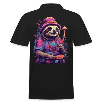 Faultier Psychedelic Art Wald Pilze Musik Festival - Männer Poloshirt - Schwarz - Hinten - Kai (181cm)