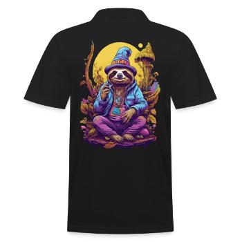 Faultier Psychedelic Art Wald Pilze Musik Festival - Männer Poloshirt - Schwarz - Hinten - Kai (181cm)