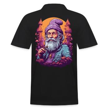 Vieux mec couleurs vives champignons forestiers psychédéliques - Polo Homme - noir - Dos - Kai (181cm)
