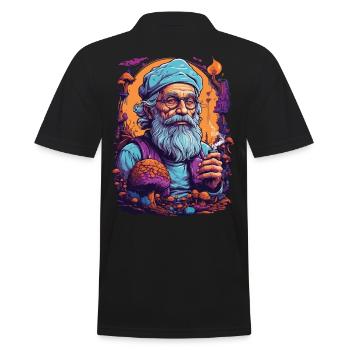 Lebendige Farben Wald Pilze Psychedelic Art - Männer Poloshirt - Schwarz - Hinten - Kai (181cm)