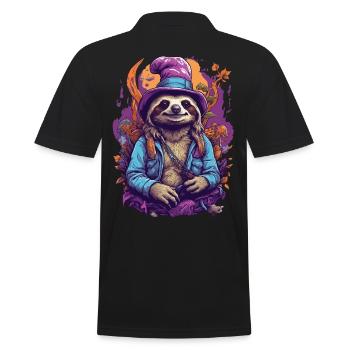 Faultier Psychedelic Art Wald Pilze Musik Festival - Männer Poloshirt - Schwarz - Hinten - Kai (181cm)
