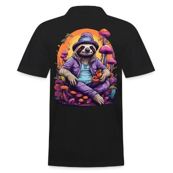 Paresseux Art psychédélique Goa Trance forêt champignons - Polo Homme - noir - Dos - Kai (181cm)