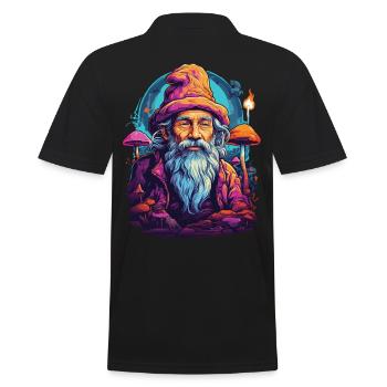Lebendige Farben Musik Festival Wald Pilze - Männer Poloshirt - Schwarz - Hinten - Kai (181cm)