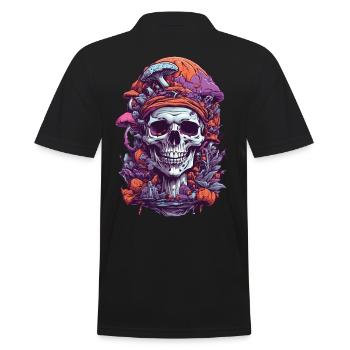 Psychedelic Art Skull Wald Pilze Musik Festival - Männer Poloshirt - Schwarz - Hinten - Kai (181cm)