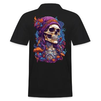 Psychedelic Skull Wald Pilze Musik Festival Art - Männer Poloshirt - Schwarz - Hinten - Kai (181cm)