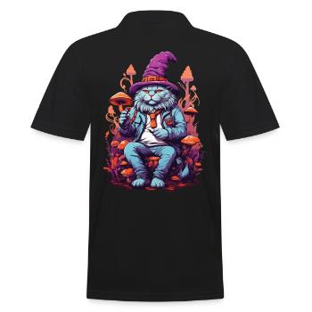 Art psychédélique chat Champignons forestiers Festival de musique - Polo Homme - noir - Dos - Kai (181cm)