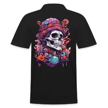 Psychedelic Skull Wald Pilze Musik Festival Art - Männer Poloshirt - Schwarz - Hinten - Kai (181cm)