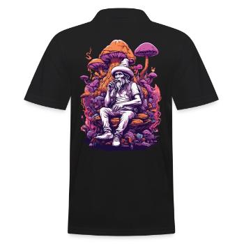 Vivid Colors Forest Mushrooms Music Festival Art - Men's Polo Shirt - black - Back - Kai (181cm)