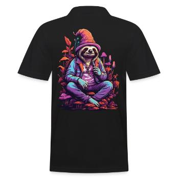 Faultier Psychedelic Art Wald Pilze Musik Festival - Männer Poloshirt - Schwarz - Hinten - Kai (181cm)