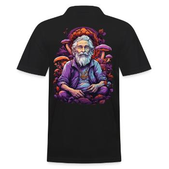 Lebendige Farben Wald Pilze Psychedelic Art - Männer Poloshirt - Schwarz - Hinten - Kai (181cm)