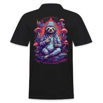 Faultier Wald Pilze Psychedelic Art Musik Festival - Männer Poloshirt - Schwarz - Hinten - Kai (181cm)