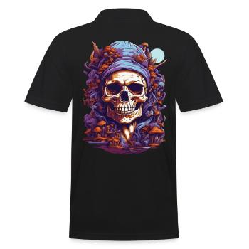 Psychedelic Skull Art Wald Pilze Musik Festival - Männer Poloshirt - Schwarz - Hinten - Kai (181cm)