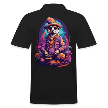Lebendige Farben Musik Festival Wald Pilze - Männer Poloshirt - Schwarz - Hinten - Kai (181cm)