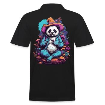 Pandabär Psychedelic Art Wald Pilze Musik Festival - Männer Poloshirt - Schwarz - Hinten - Kai (181cm)