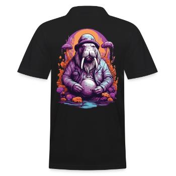 Lebendige Farben Wald Pilze Psychedelic Art - Männer Poloshirt - Schwarz - Hinten - Kai (181cm)