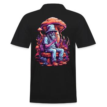 Wald Pilze Psychedelic Art Musik Festival Goa - Männer Poloshirt - Schwarz - Hinten - Kai (181cm)