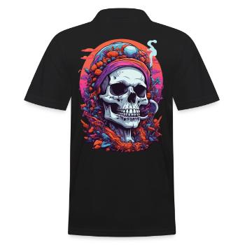 Psychedelic Skull Wald Pilze Goa Trance Kunst - Männer Poloshirt - Schwarz - Hinten - Kai (181cm)