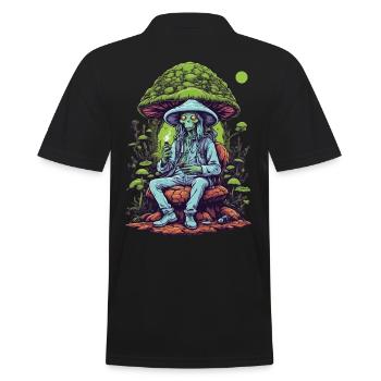Lebendige Farben Musik Festival Wald Pilze - Männer Poloshirt - Schwarz - Hinten - Kai (181cm)