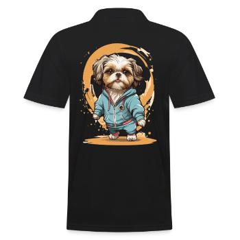 Joggen Mit Deinem Shih Tzu Begleiter - Männer Poloshirt - Schwarz - Hinten - Kai (181cm)