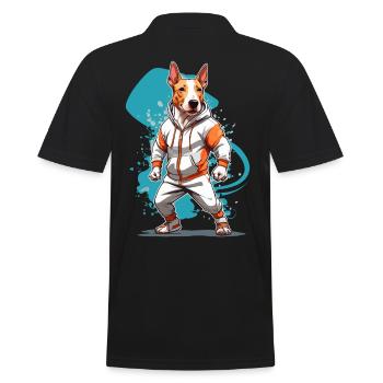 Bull Terrier Streetwear and Fitness Design - Men's Polo Shirt - black - Back - Kai (181cm)