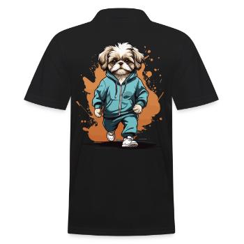 Shih Tzu Streetwear Jogging Aesthetic Fitness - Men's Polo Shirt - black - Back - Kai (181cm)