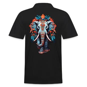 Elefant Spirituelles Mandala Traumfänger Design - Männer Poloshirt - Schwarz - Hinten - Kai (181cm)