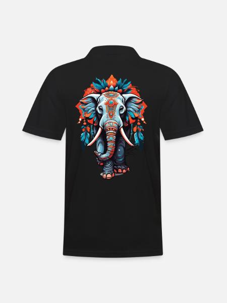 Elephant Spirituel Mandala Dream Catcher Design - Herre poloshirt - sort