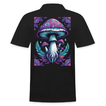Spirituelles Pilz Mandala Erleuchtung - Männer Poloshirt - Schwarz - Hinten - Kai (181cm)