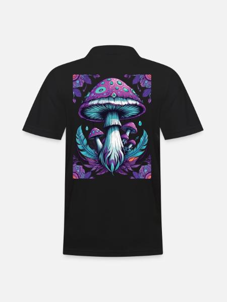 Spiritual Mushroom Mandala Enlightenment - Men's Polo Shirt - black