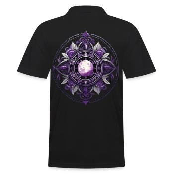 Mond Mandala Design Ästhetisches Spirituelles - Männer Poloshirt - Schwarz - Hinten - Kai (181cm)