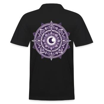 Moon Mandala Design Aesthetic Pattern - Men's Polo Shirt - black - Back - Kai (181cm)