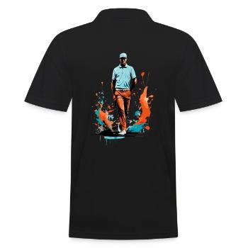 Golfspieler Design Esthétique Golfeur Streetwear - Polo Homme - noir - Dos - Kai (181cm)