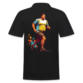 Funny Overweight Runner Fitness - Men's Polo Shirt - black - Back - Kai (181cm)