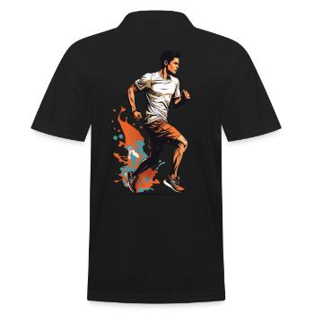 Streetwear, Jogging, Design, Esthétique, Fitness - Polo Homme - noir - Dos - Kai (181cm)